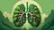 illustrated green lungs on a green background