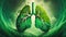 illustrated green lungs on a green background