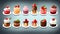 Illustrated icon set of ice cream, sarbe, granite, parfait, jelly, trivia, sambuco