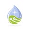 Illustrated icons with the green technology concept of clean water management