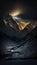 An illustrated image of stunning mountain peaks