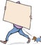 Illustrated man carrying blank sign