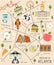 Illustrated map of Atlanta with famous symbols