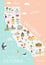 An Illustrated map of California with destinations