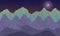 Illustrated night mountain landscape with moon and stars