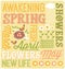 Illustrated Spring word collage design