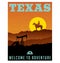 Illustrated travel poster or sticker for Texas, USA