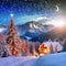 Illustrated Winter Wonderland: A Christmas Tree Shining in the Night