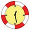 Illustrating the expression saving time lifebuoy and clock