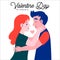 illustration of 2 people dating on valentine\\\'s day