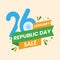 Illustration Of 26th January, Republic Day Sale Text Against On Pastel Peach