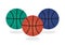 Illustration of 3 basketballs with different colors