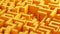 Illustration of a 3D blurred yellow maze image in an isometric angle.