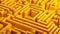 Illustration of a 3D blurred yellow maze image in an isometric angle.