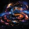 Illustration 3d of colorful universe of galaxy