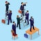 illustration of 3D flat isometric people. The concept of a business leader, lead manager, CEO.