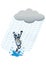 illustration 3d of little robot dancing in the rain