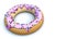 Illustration of a 3D render created as a result of a colored confectionery donuts view from different sides on a white background.