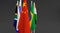 Illustration 3d render, Flags of the five countries of the Brics,