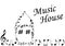 Illustration of an abstract house with music notes