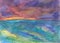 An illustration, abstract of a sky at sunset and sea beneath.