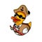 Illustration of adorable yellow toy duck in pirate costume