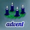 Illustration of Advent wreath with blue elements