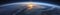 illustration, aerial view curvature of planet earth ,website header, ai generative