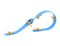Illustration of aerobatics half loop with a half roll with yellow airplane model over blue arrow on white background