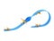 Illustration of aerobatics half loop with a half roll with yellow airplane model over blue arrow on white background