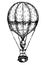 Illustration of aerostat in vintage engraved style. Hot air balloon. Ink sketch of aerostat isolated on white background