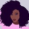 Illustration  Afro american woman with big afro hair and leaves in nature
