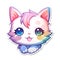 Illustration, AI generation. kawaii sticker. cute colorful kitty