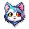 Illustration, AI generation. kawaii sticker. cute colorful kitty