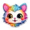 Illustration, AI generation. kawaii sticker. cute colorful kitty