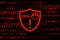 Illustration of alert warning sign with digital binary code in the background. Esclamation mark. Hacker, ransomware, malware, ddos