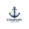 The illustration of an anchor combined with a sailing vessel is suitable for logos related to the marine industry