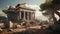 Illustration of an ancient greek temple in ruins - Generative AI