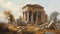 Illustration of an ancient greek temple in ruins - Generative AI