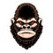 Illustration of angry gorilla head. Design element for logo, label, sign, emblem, poster.