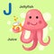 Illustration Animal Alphabet Letter J-Jellyfish, juice