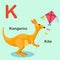 Illustration Animal Alphabet Letter K-Kite,Kangaroo