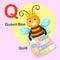 Illustration Animal Alphabet Letter Q-Quilt, Queen bee