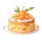 illustration, apricot pie, fruit cake, sweet dessert, isolated on white background