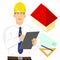 Illustration of Architect or engineer with clipboard isolated