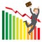 Illustration of arrow wave statistics on chart kill businessman
