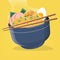 Illustration of asian ramen noodles