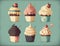 Illustration of assorted cupcakes. Generative AI