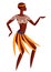 Illustration of Australian aborigine woman dancing in national costume.