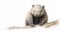 Illustration of an Australian Wombat on a branch on white background